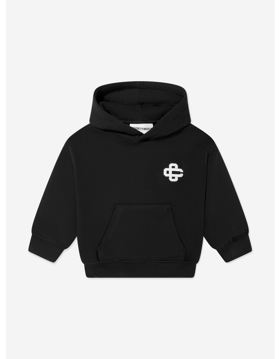 Kids Emblem Applique Hoodie in Black