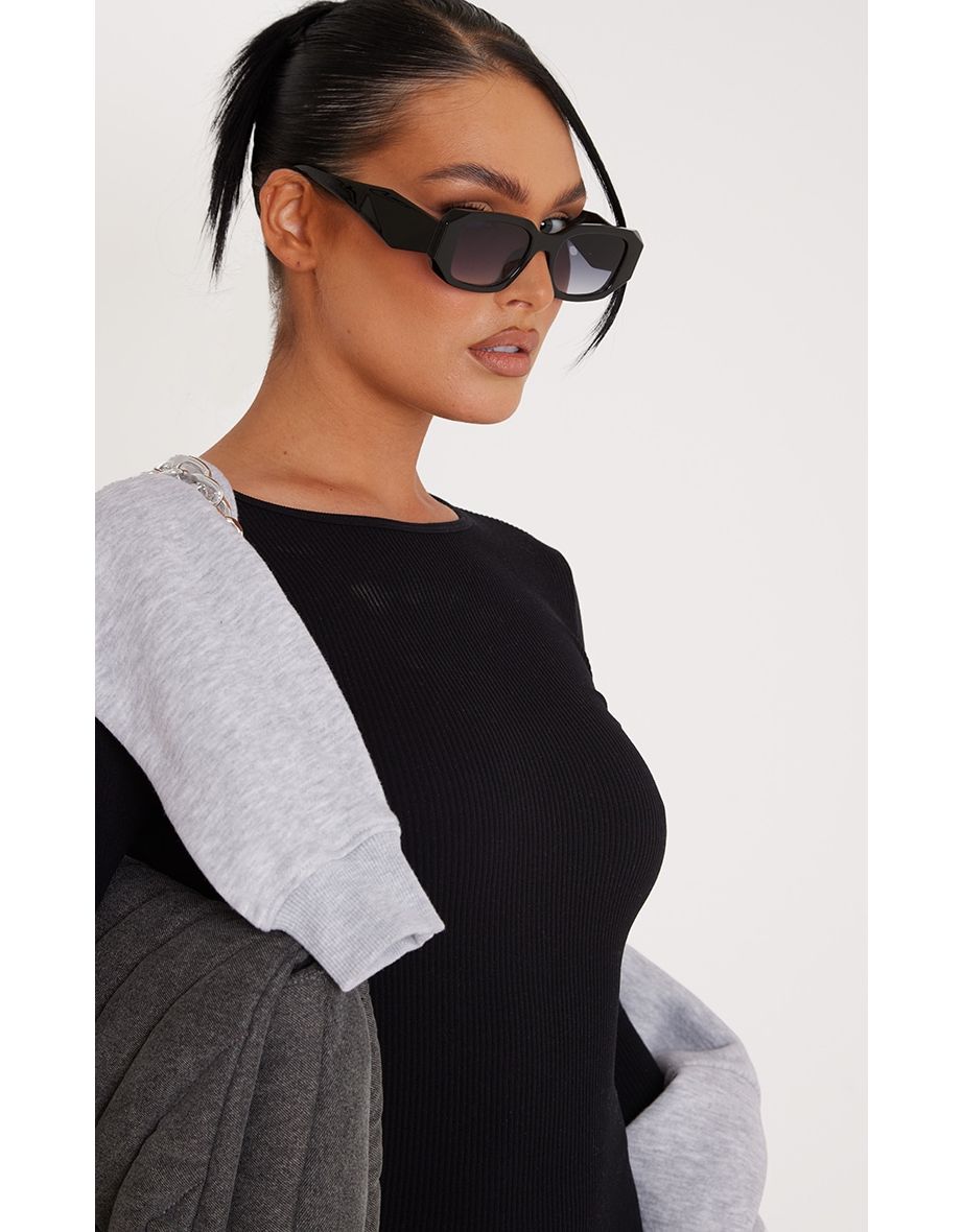 Black Diamond Detail Square Frame Sunglasses
