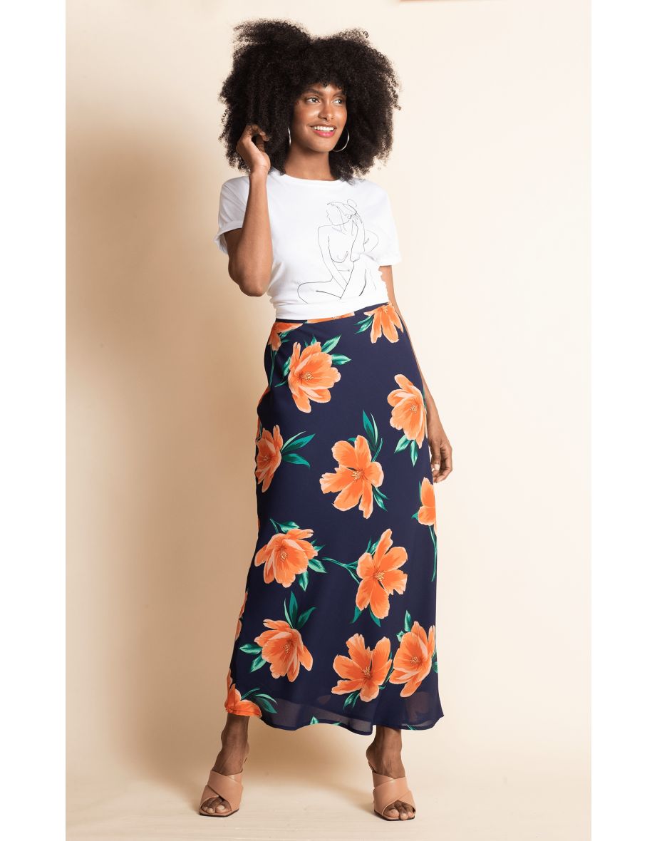 Shop Sophie Skirt in Orange on Navy Tulip Online in Oman VogaCloset