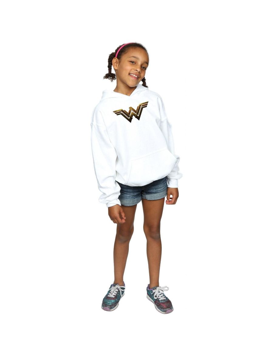 DC Comics Girls Justice League Movie Wonder Woman Emblem Hoodie - White - 3