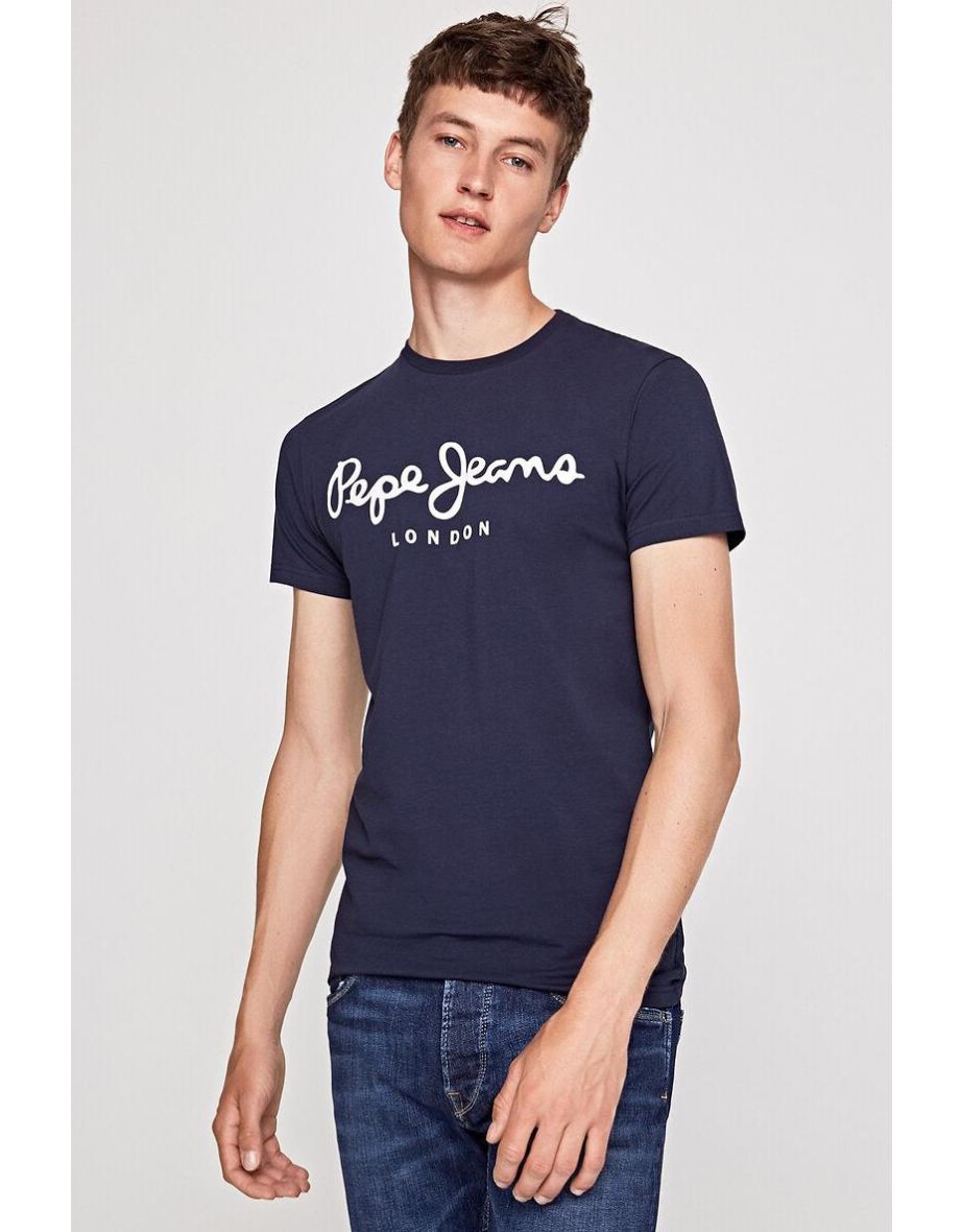 Original Stretch Cotton T-Shirt with Logo Print and Crew Neck