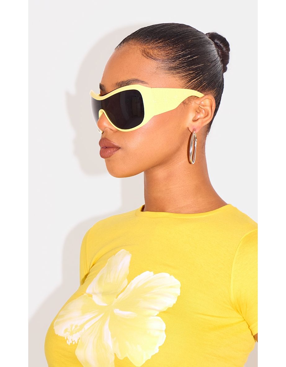 Yellow Bug Eye Mirror Oversized Sunglasses