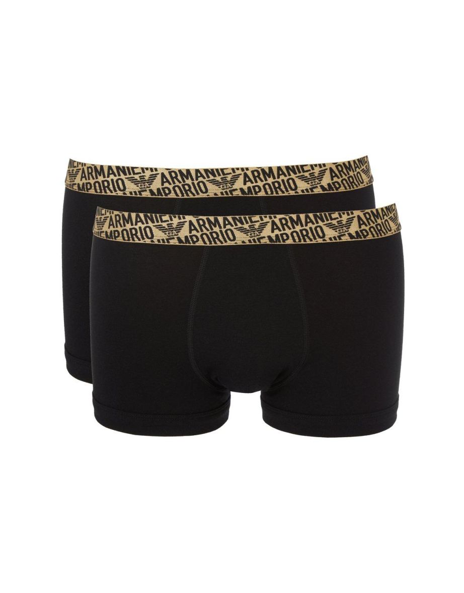 Emporio Armani All Over Print 2-pack Trunk Black Gold - black