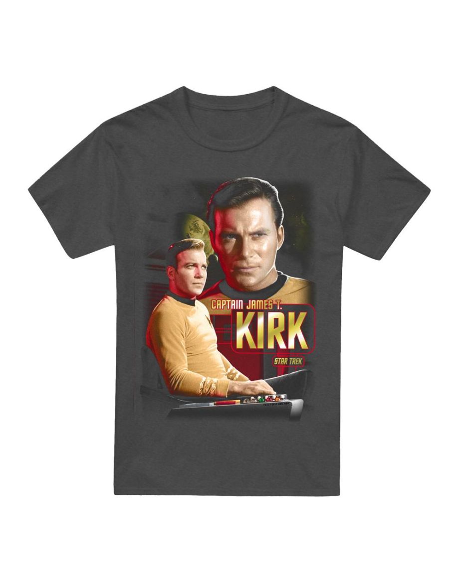 Star Trek Unisex Adult Captain Kirk T-Shirt - Charcoal