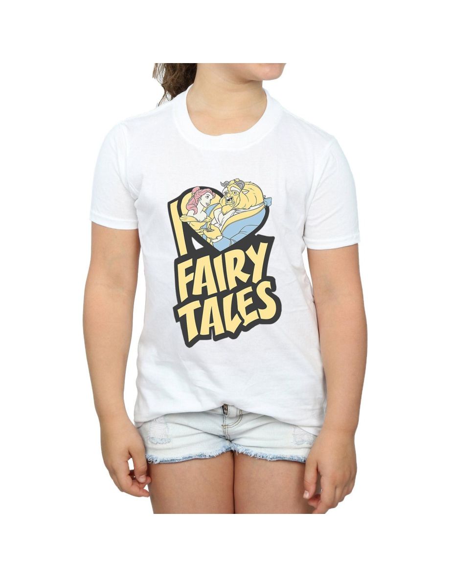 Disney Girls Beauty And The Beast I Love Fairy Tales Cotton T-Shirt - White - 3