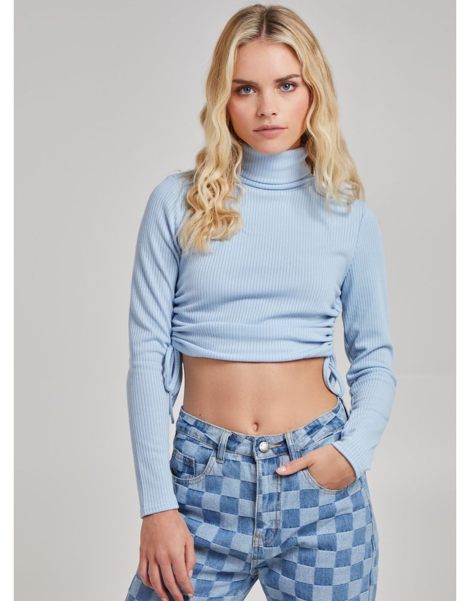 Ruched Crop Ribbed Top