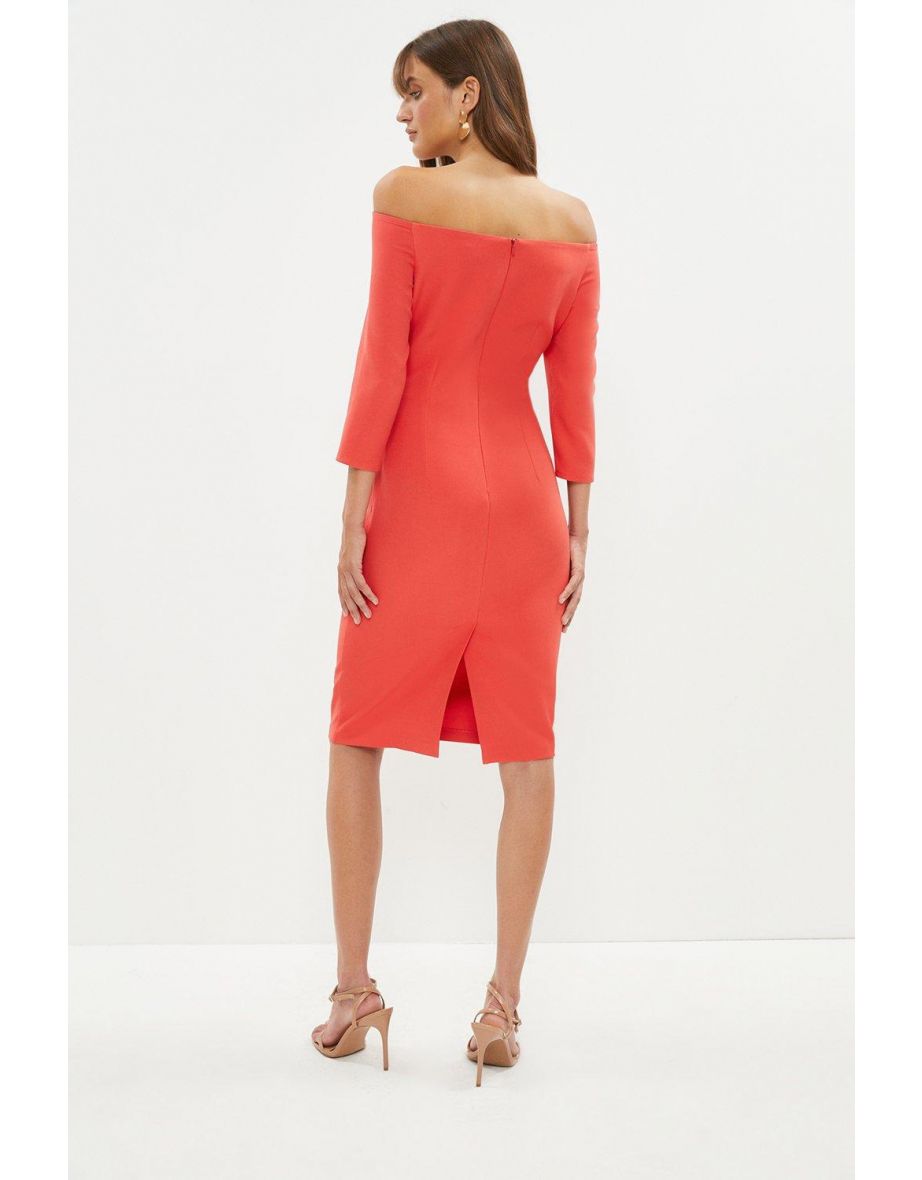 Slash Neck Body Sculpt Midi Dress - 2