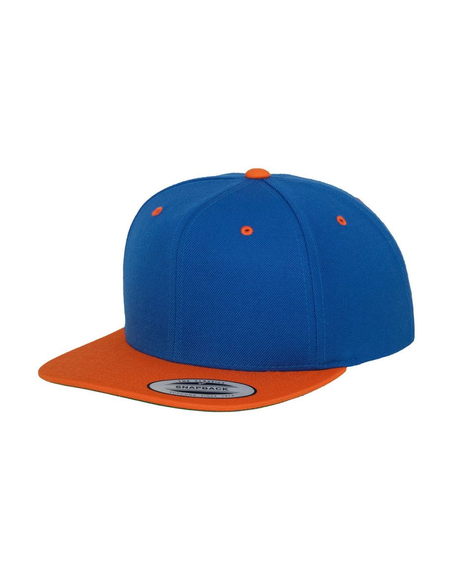 Yupoong Mens The Classic Premium Snapback 2-Tone Cap - Royal Blue/Orange