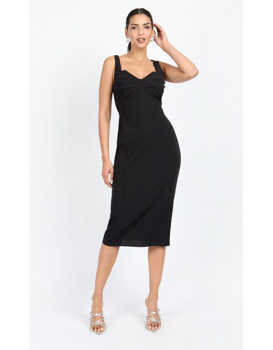 Black Knot Front Midi Dress by Chloe Lewis