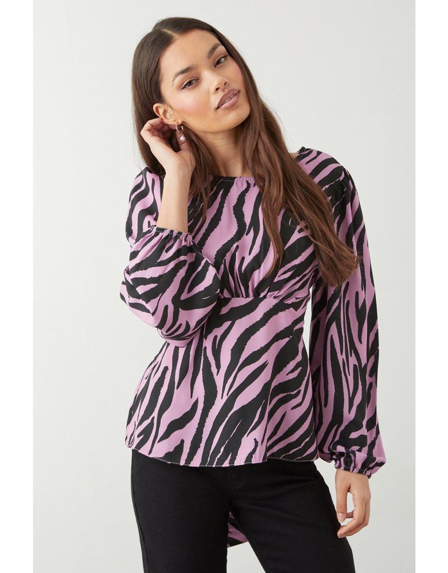 Petite Zebra Print Tea Blouse