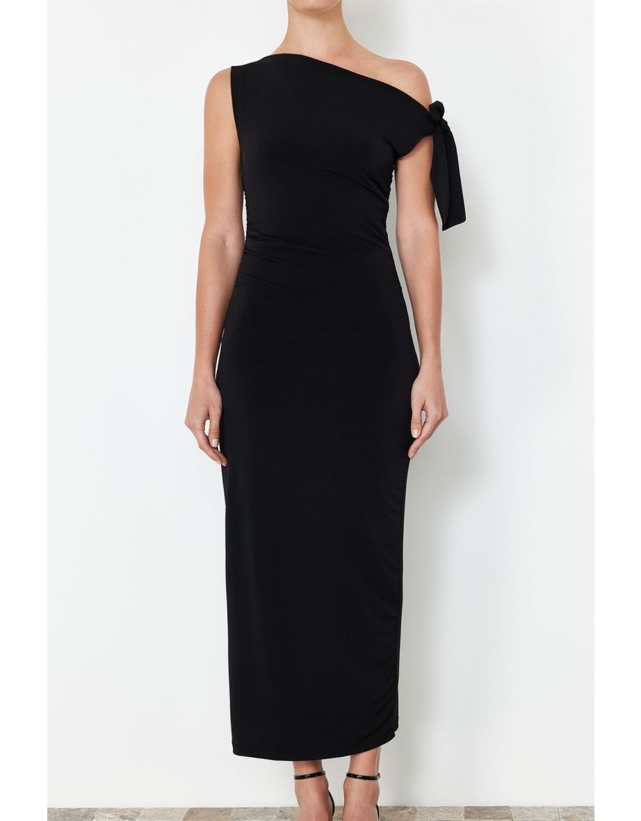 Limited Edition Black Fitted Knitted Maxi Stretch Dress TWOSS24EL00563 - 7