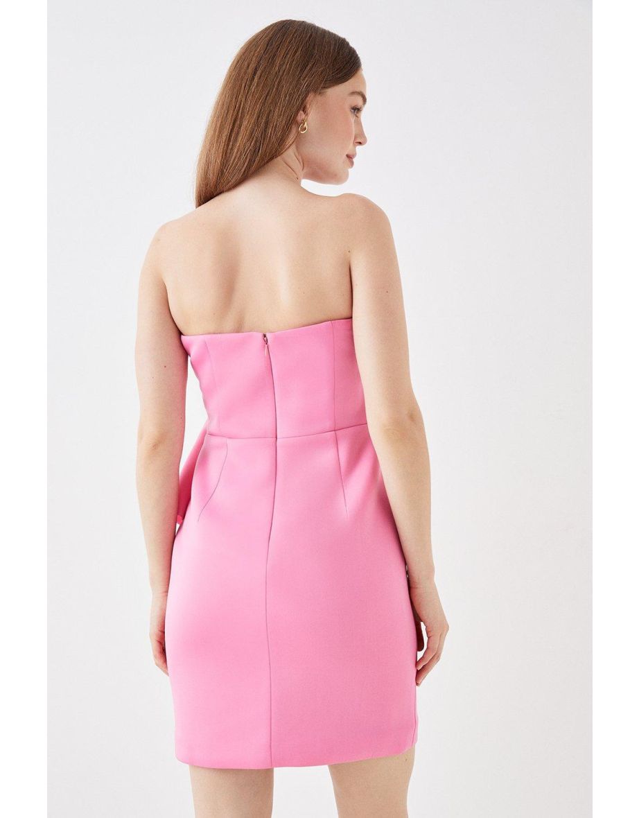 Debut London Scuba Ruffle Mini Dress - hot pink - 3