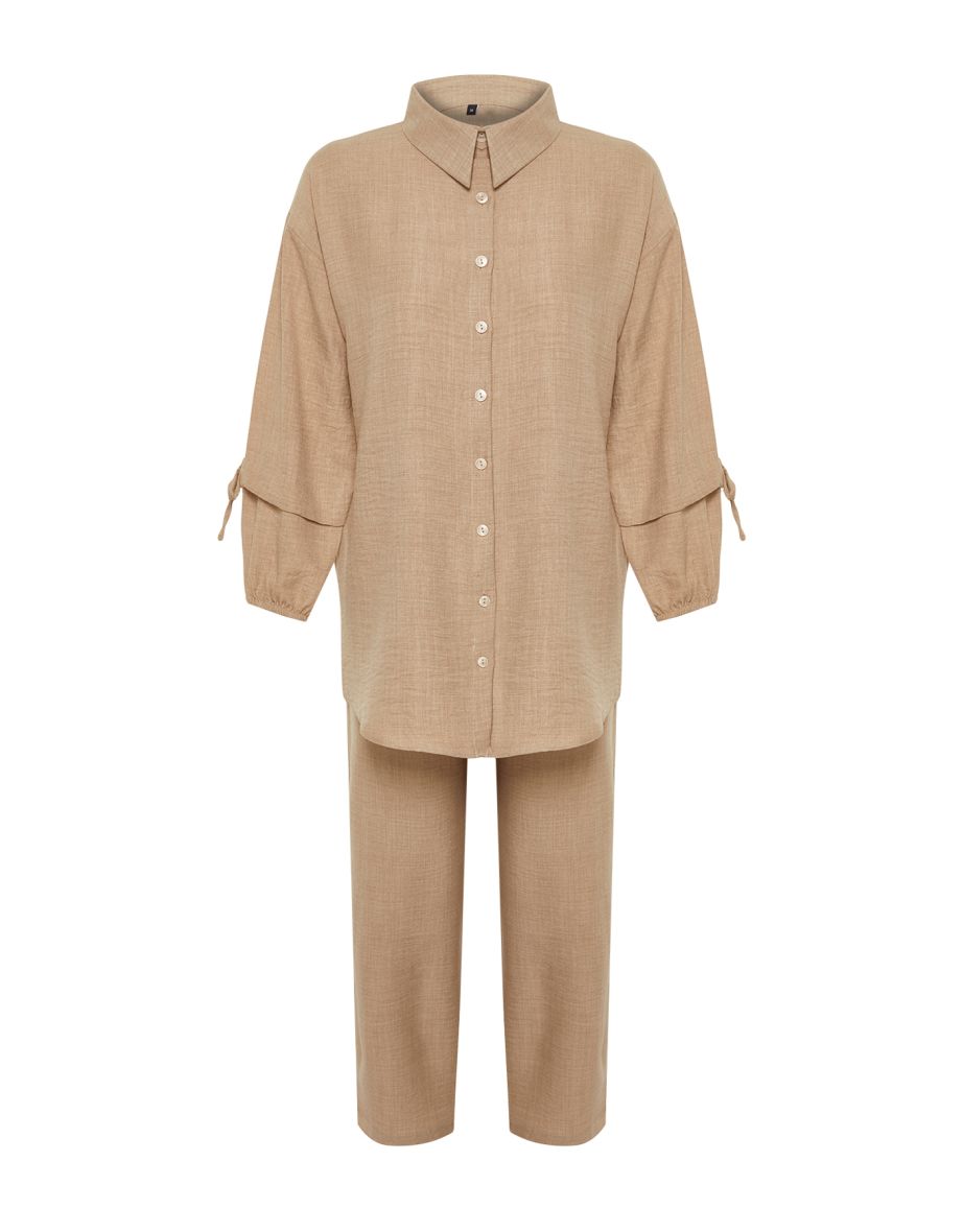 Stone Linen Look Woven Two Piece Set - 7