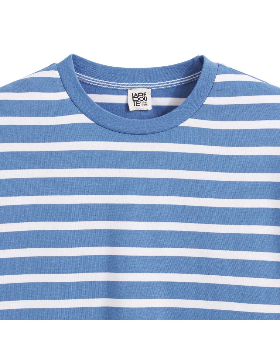 Breton Striped Oversize T-Shirt in Cotton with Long Sleeves - 4