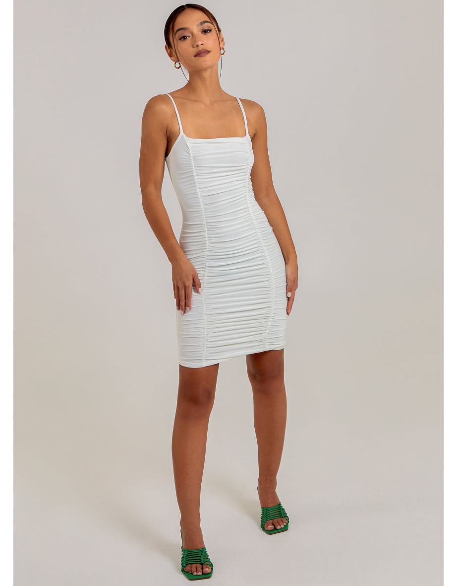 Strappy Gathered Slinky Mini Dress