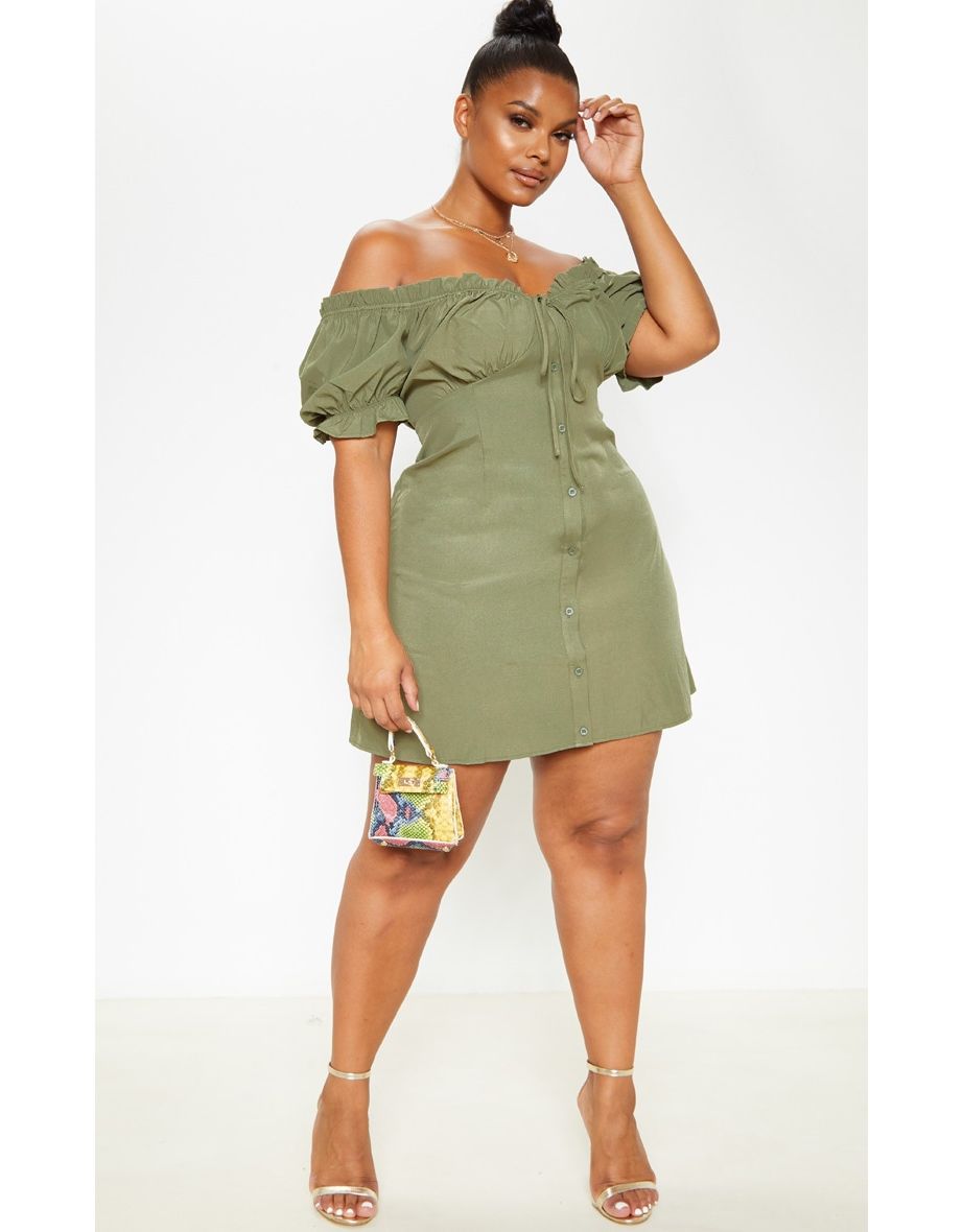 Button front 2024 bardot dress