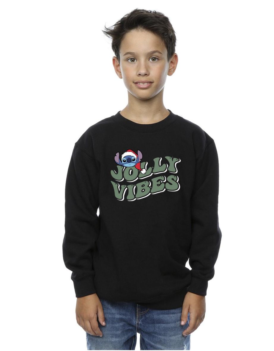 Disney Boys Lilo & Stitch Jolly Chilling Vibes Sweatshirt - Black