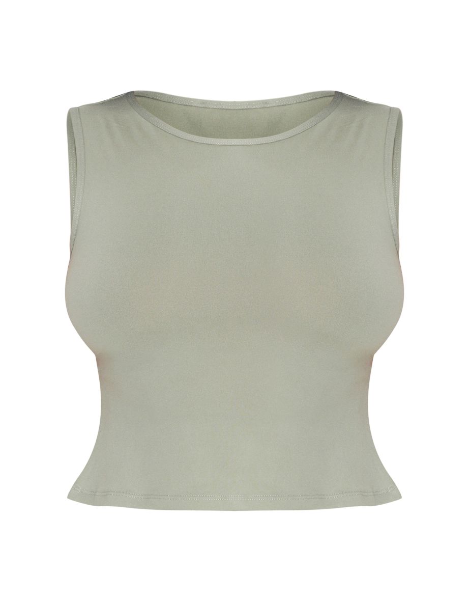 Shape Sage Green Sculpted Longline Racer Top - 4