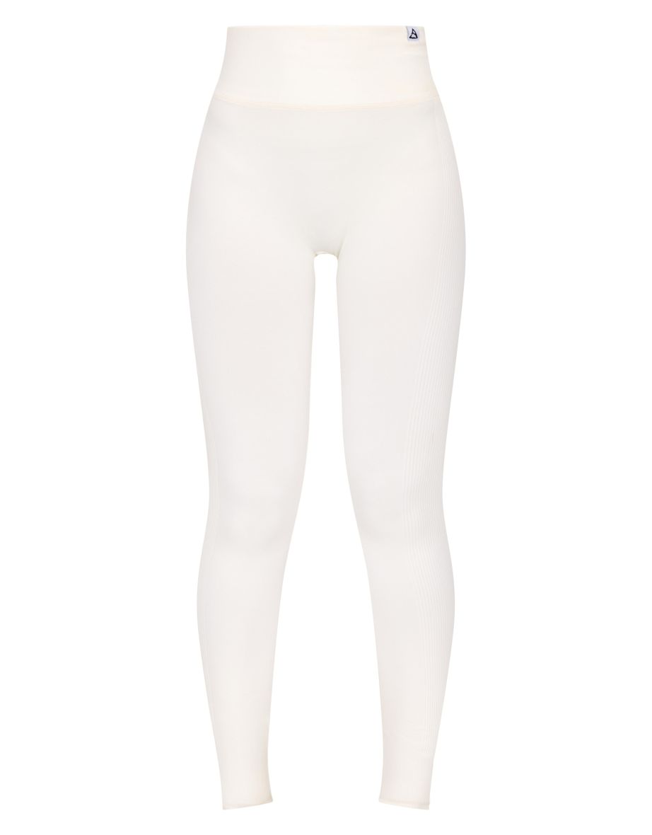 Cream Ribbed Detail Gym Leggings - 4