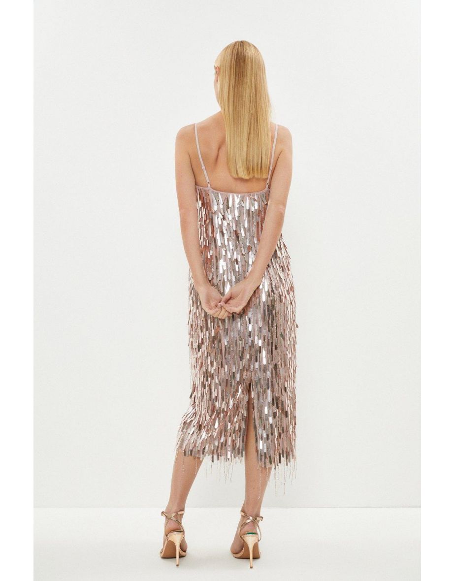 Premium Sequin And Fringe Midi Dress - 2