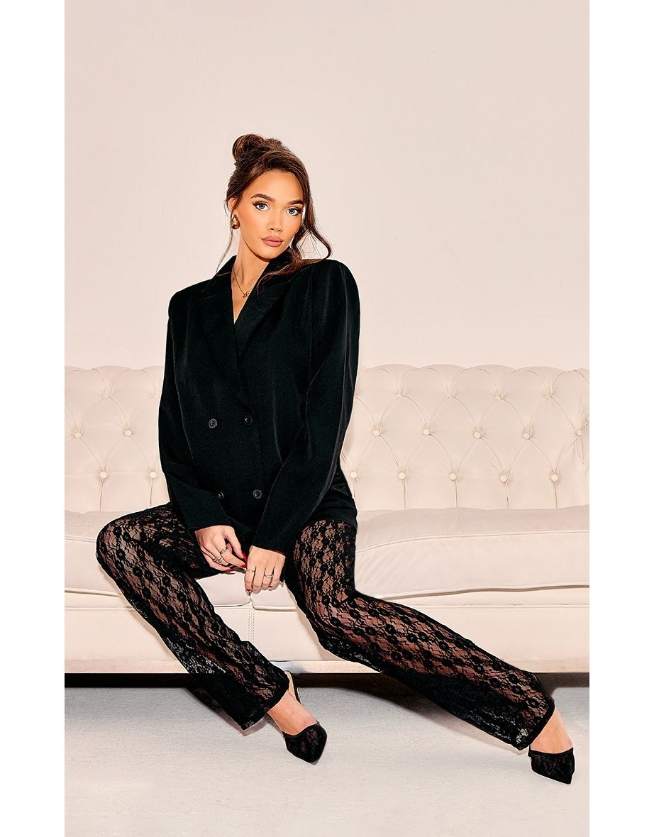 Maternity Black Lace Straight Leg Trousers