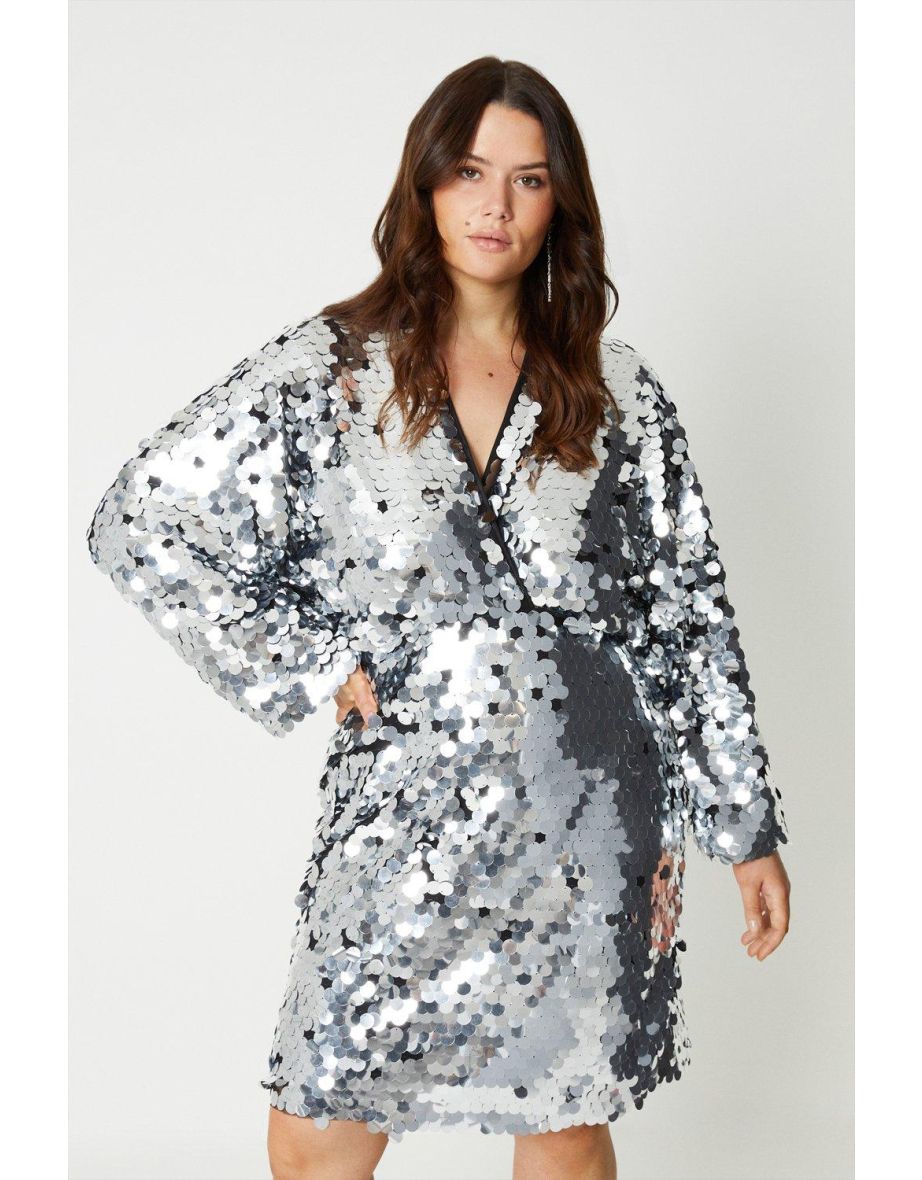 Plus Statement Sequin Kimono Midi Dress - 3