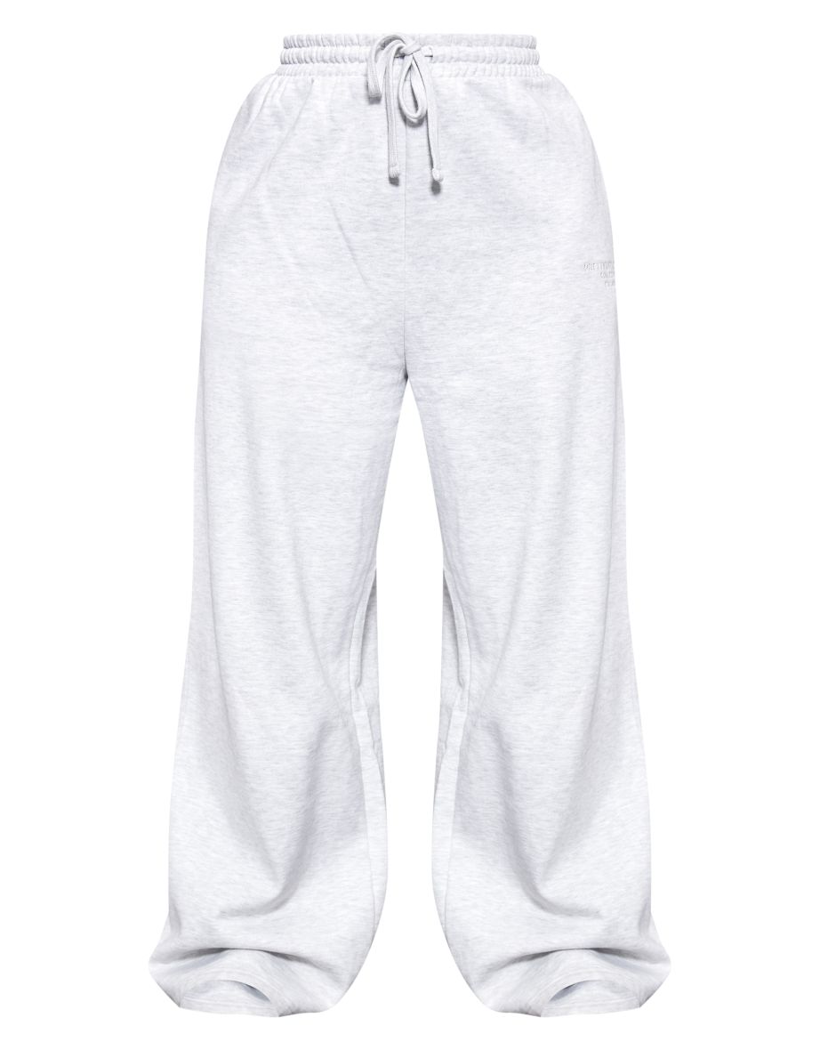 PRETTYLITTLETHING Plus Grey Premium Embroidered Wide Leg Oversized Joggers - 4