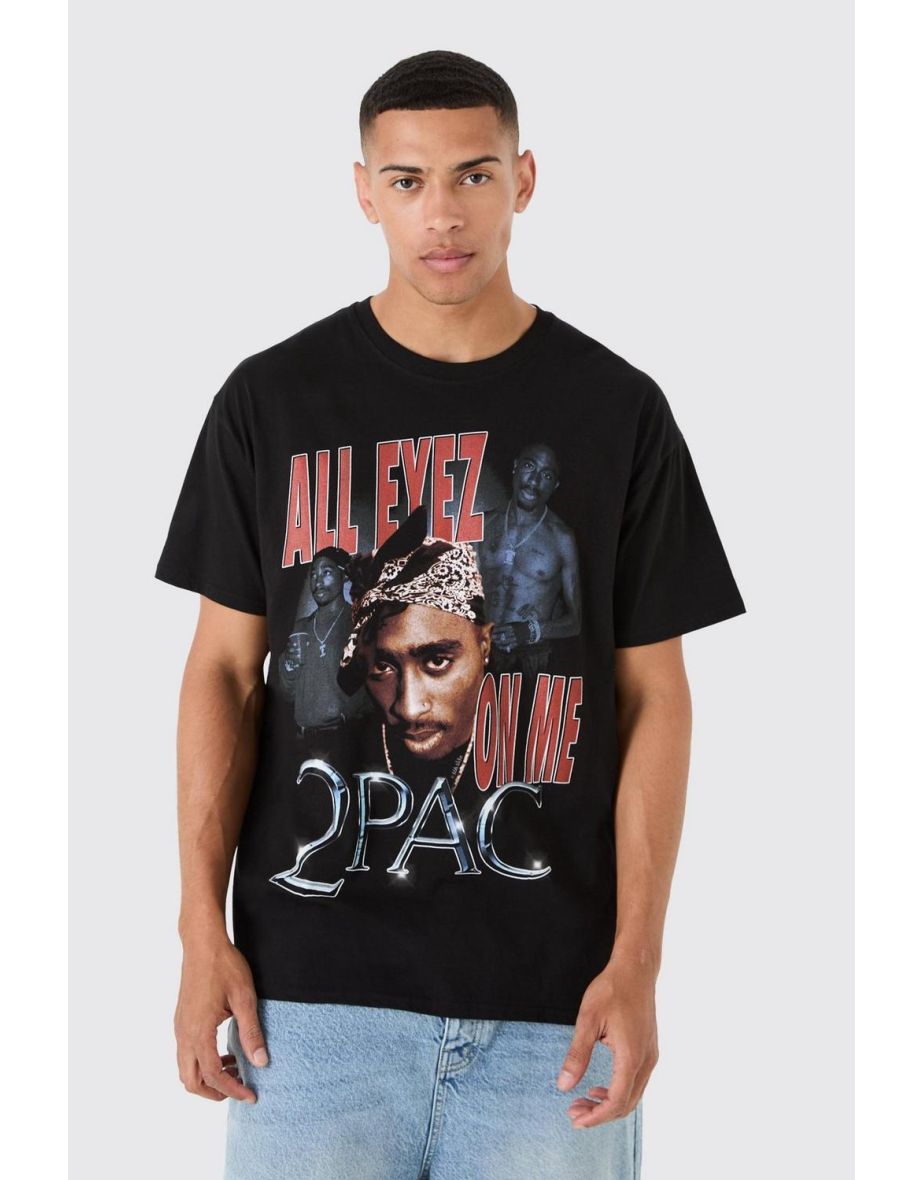 Oversized Tupac License T-shirt - black