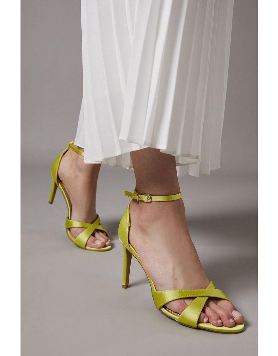 Cadenza Satin Cross Strap High Stiletto Heel Sandals