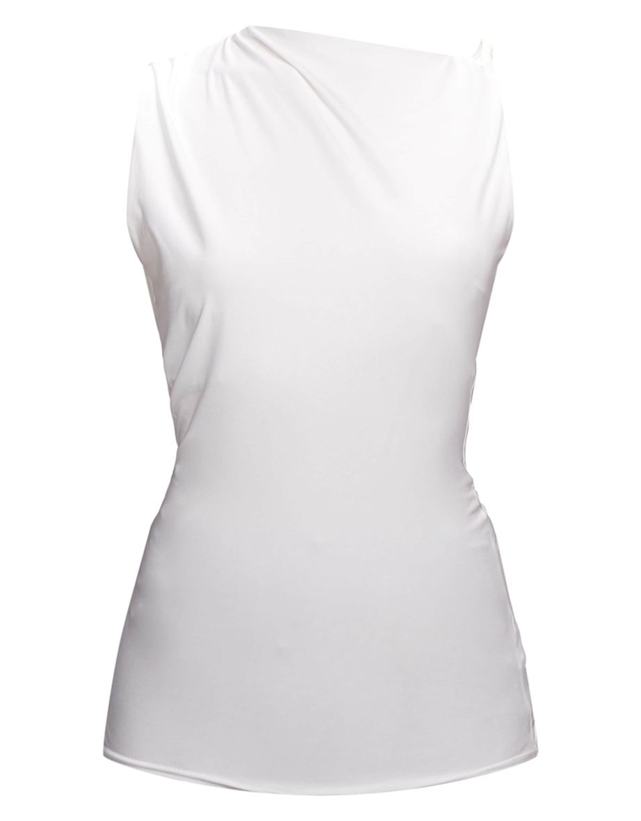 Cream Slinky Knot Strap Detail Long Top - 4