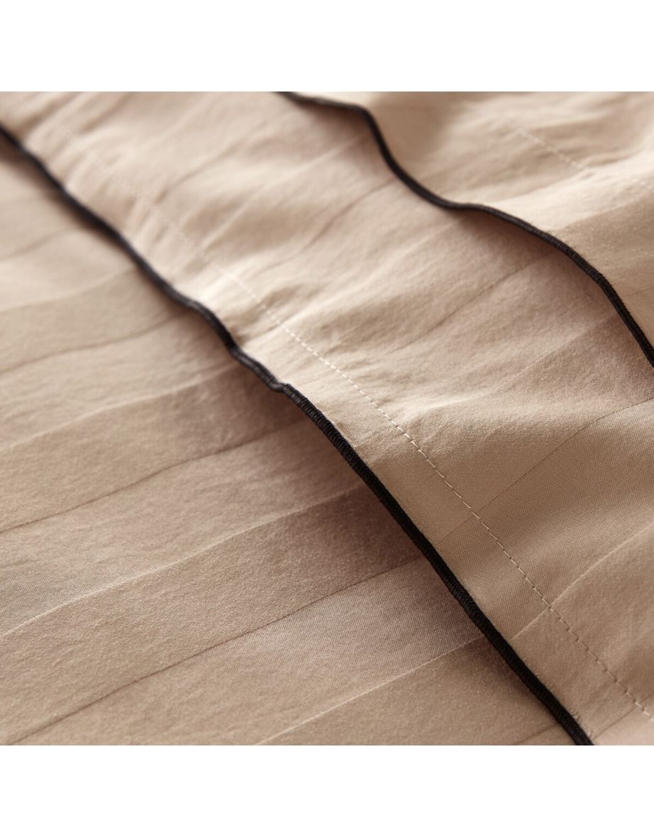 Victor Striped 100% Washed Cotton Satin 300 Thread Count Flat Sheet - 5