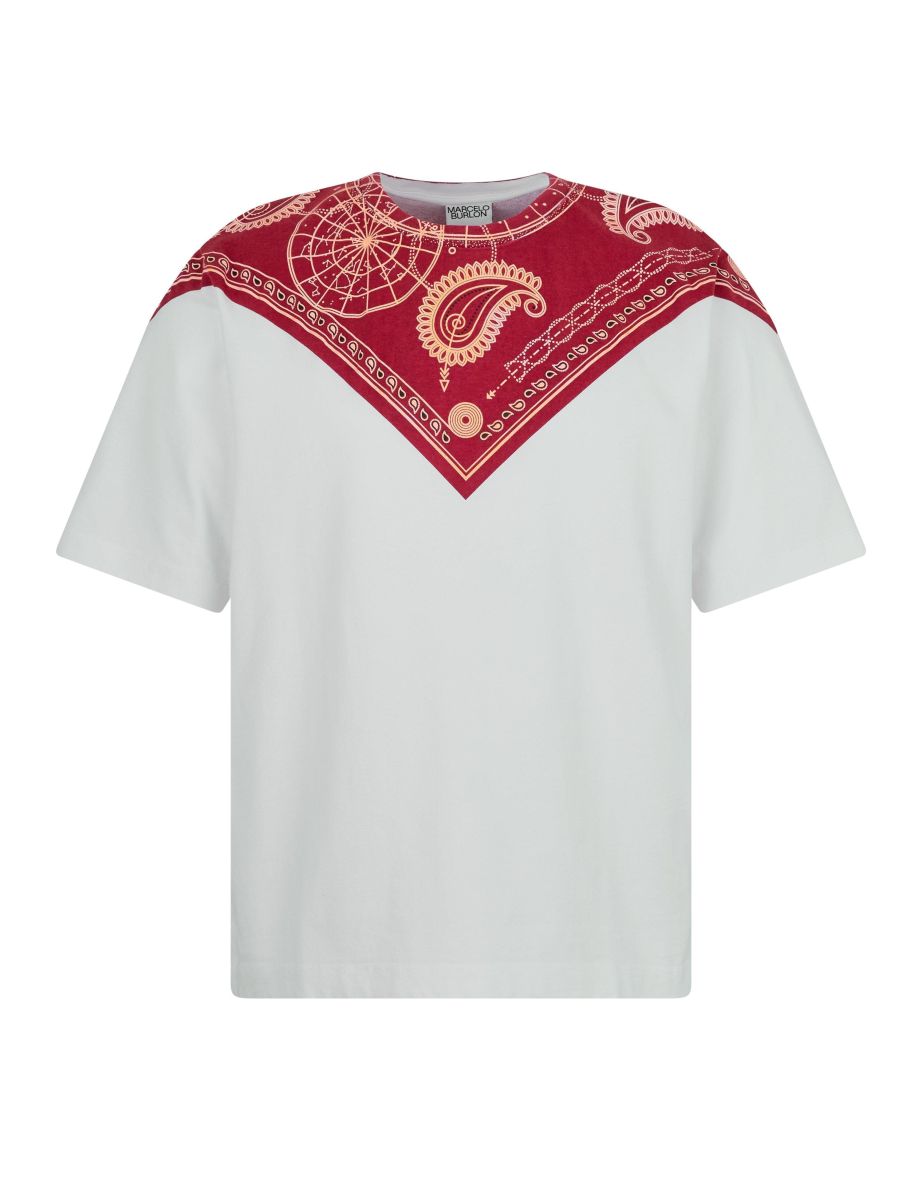 Men's Marcelo Burlon Bandana Over T-Shirt in White
