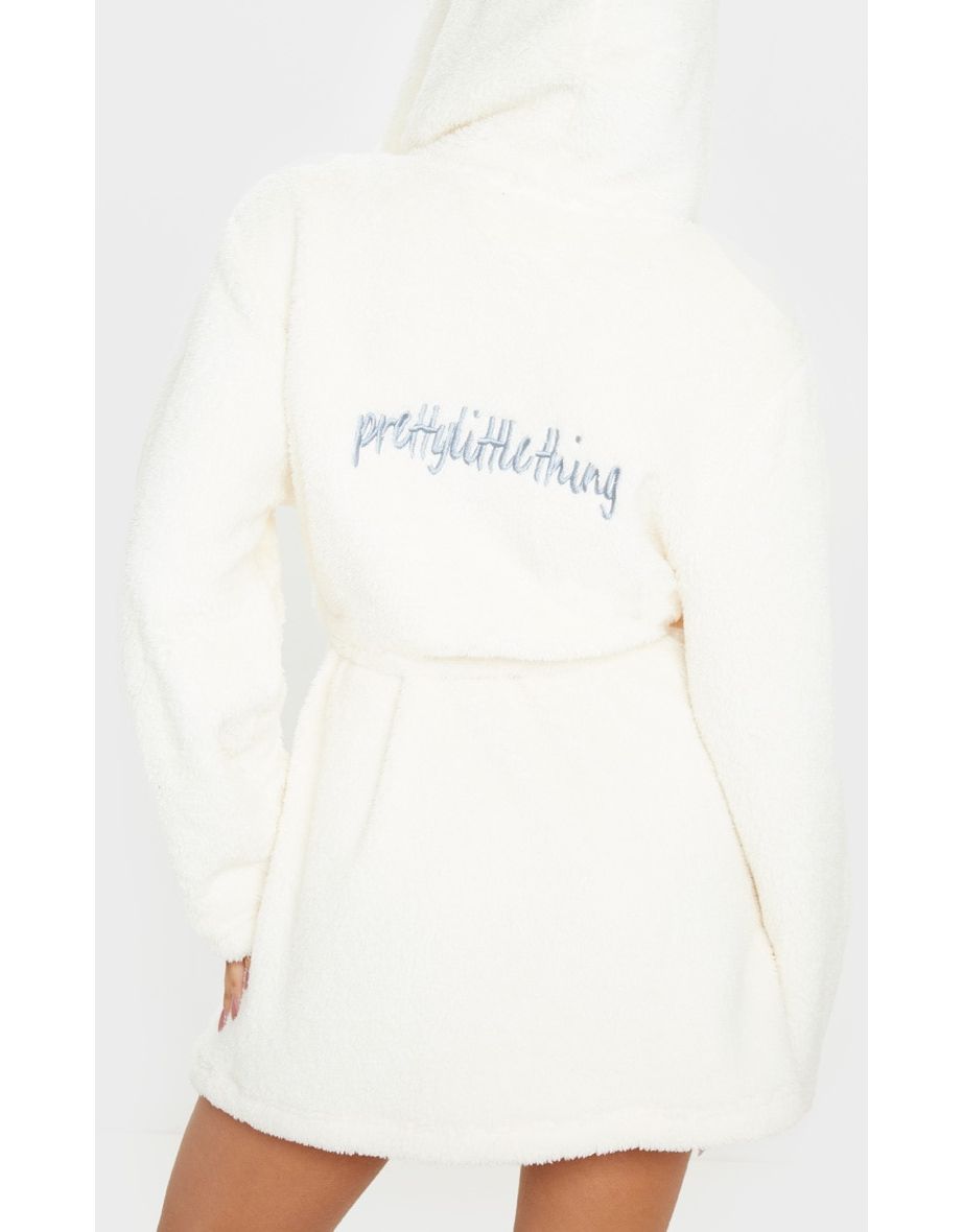PRETTYLITTLETHING Cream Fluffy Dressing Gown - 5