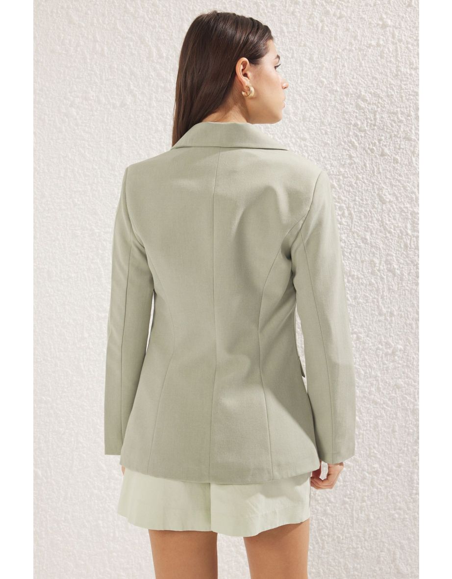 Light Khaki Blazer Jacket - 1