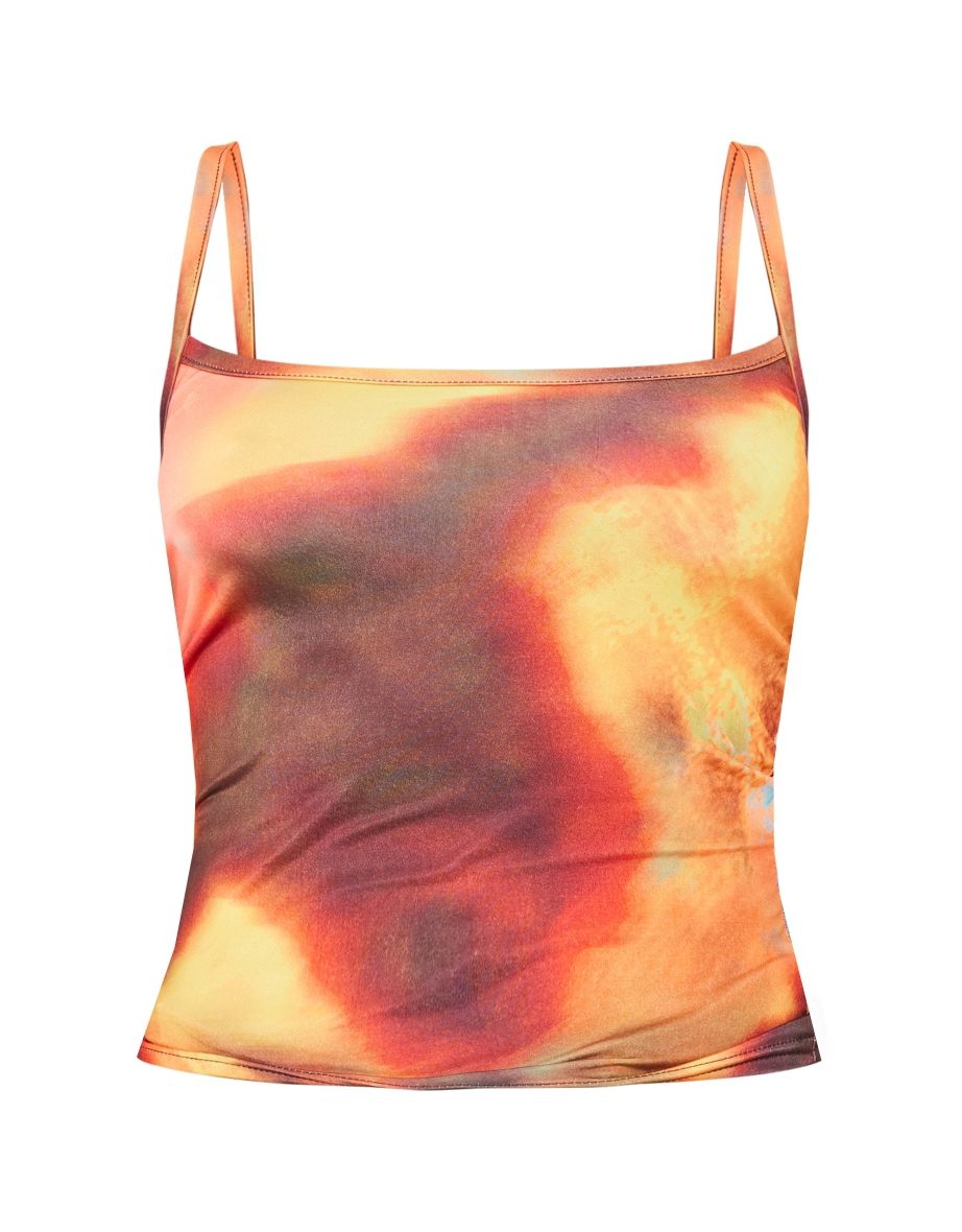 Orange Slinky Sunset Printed Crop Top - 4