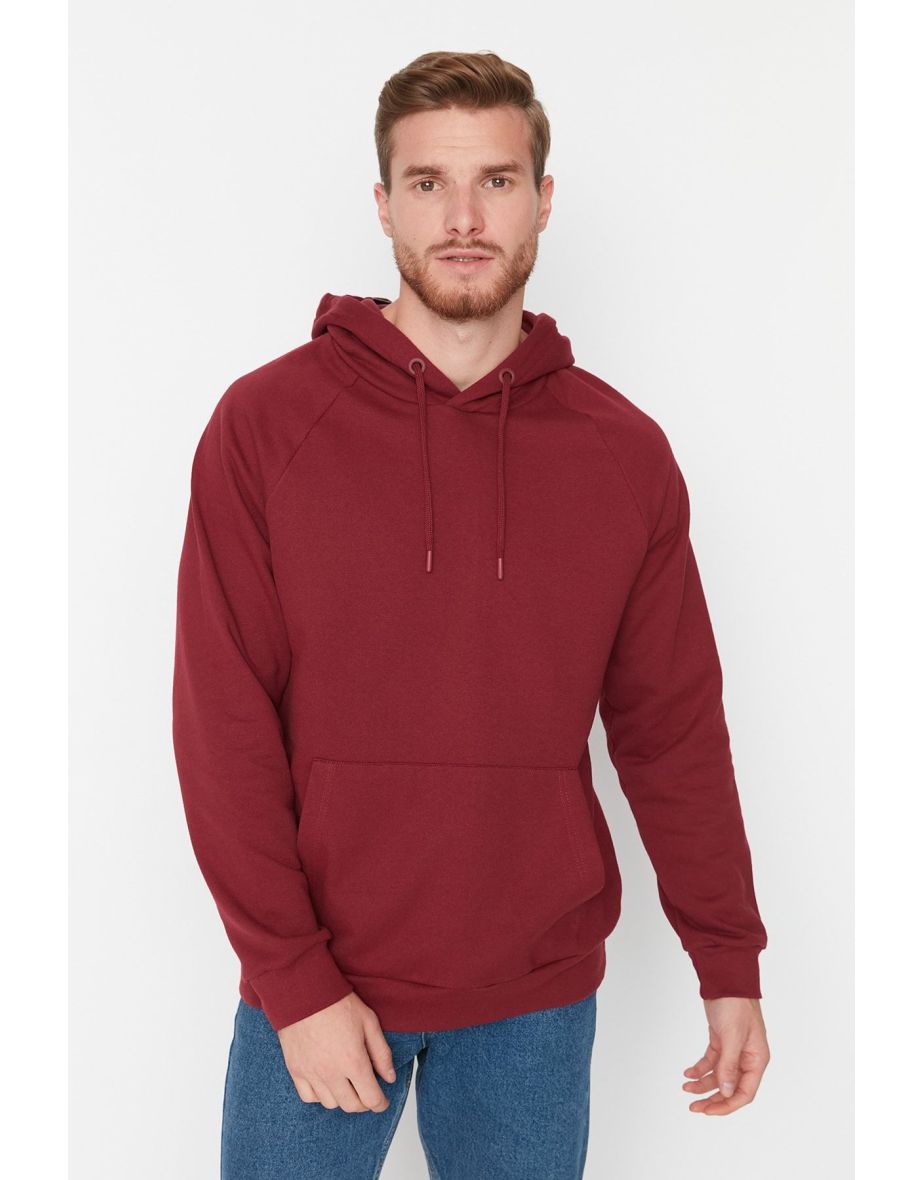 Claret Red Regular/Normal Cut Hooded Fleece/Warm Sweatshirt