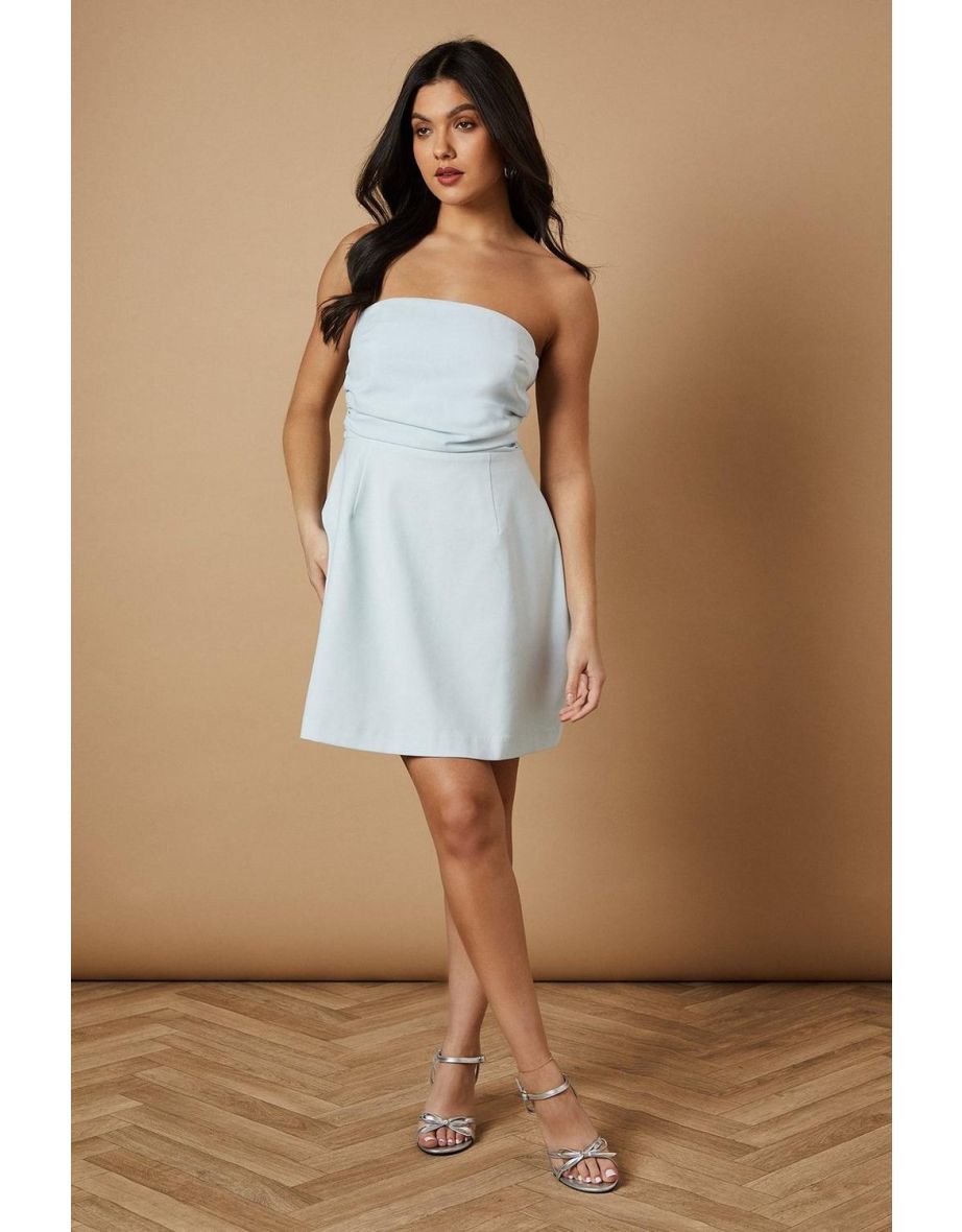 Strapless Gathered Mini Dress