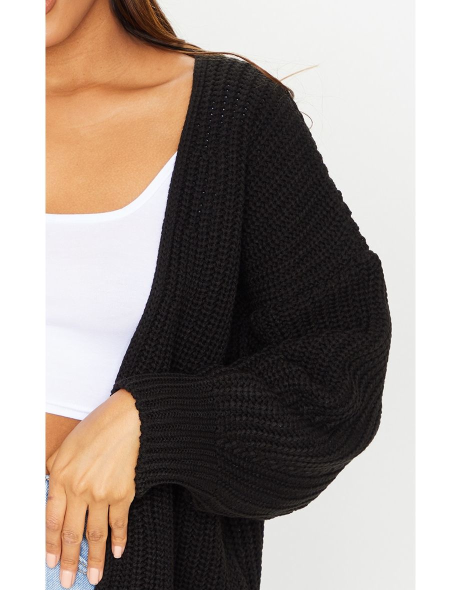 Black Chunky Knit Slouchy Cardigan - 3