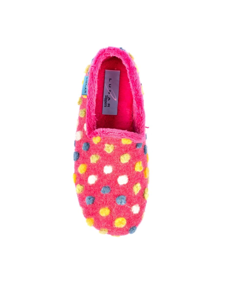 Lunar Womens/Ladies Helix Polka Dot Slippers - Pink - 3