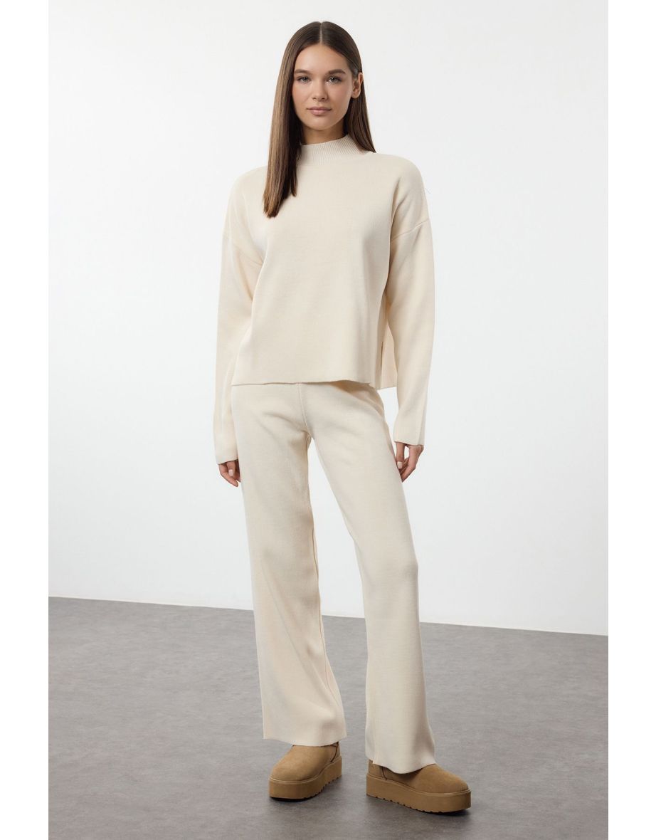 Basic Plain Knitwear Bottom-Top Set T