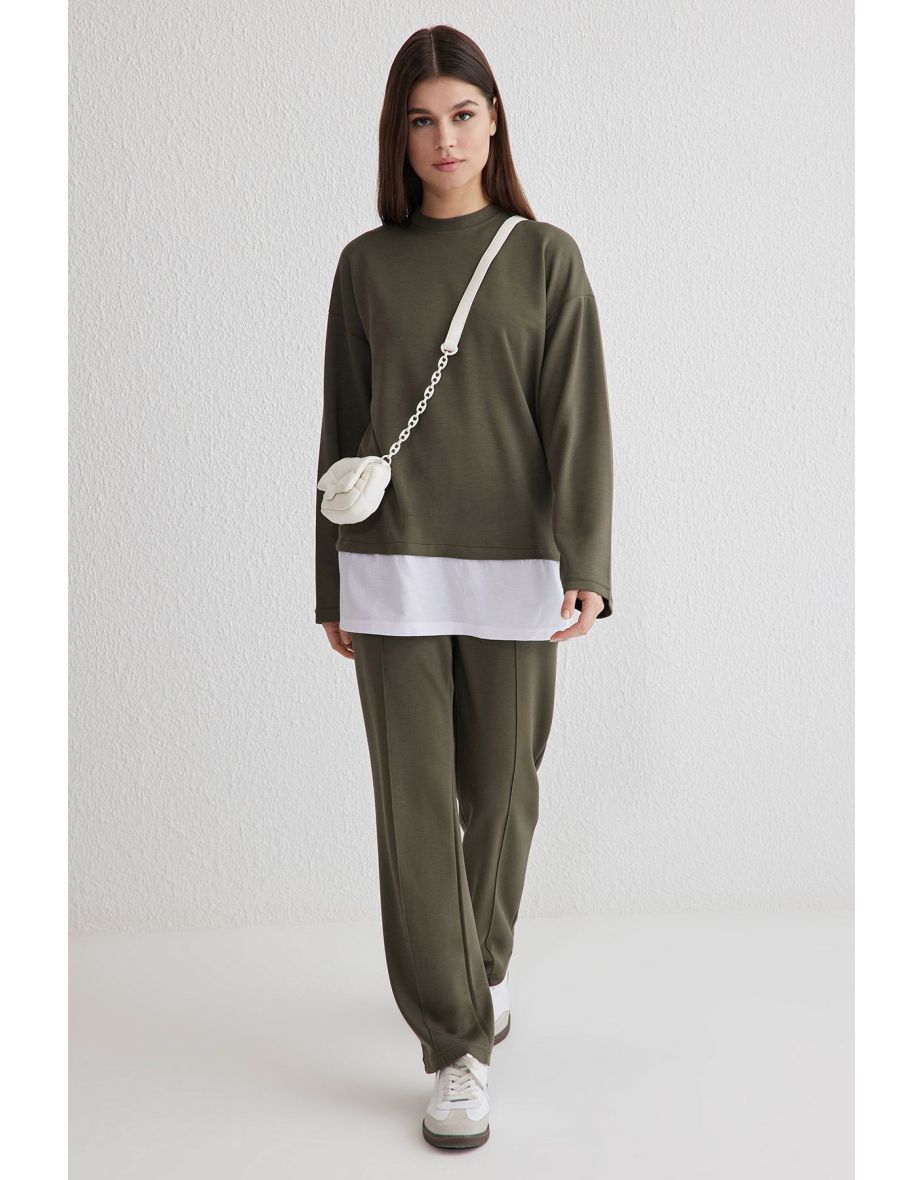 Khaki Soft Texture Tracksuit Set