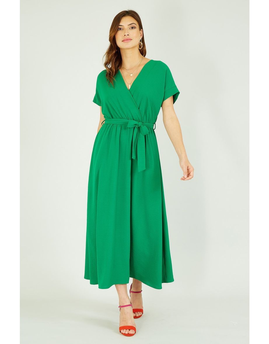 Mela Green Kimono Sleeve Midi Dress
