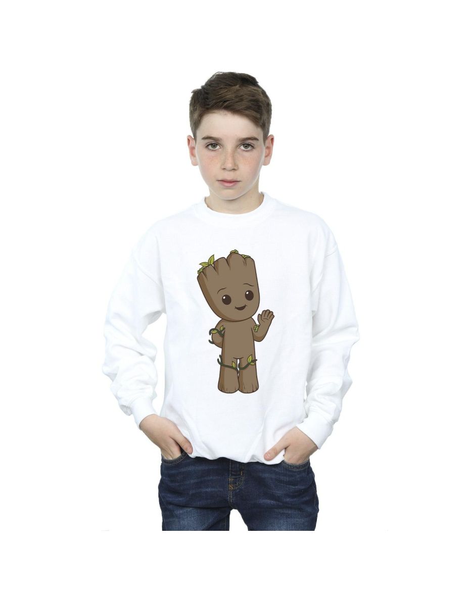 Marvel Boys I Am Groot Cute Groot Sweatshirt - White