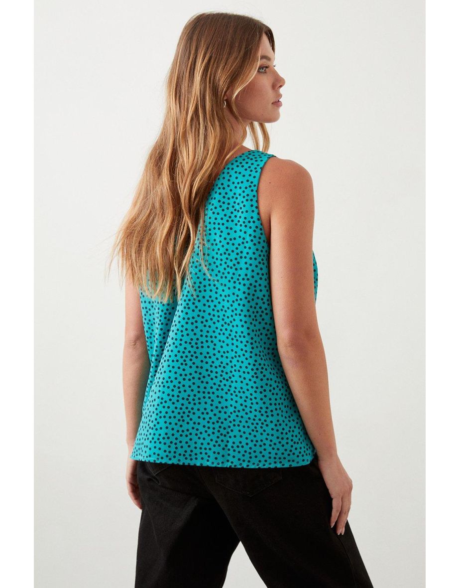Green Spot Built Up V Neck Cami Top - 2