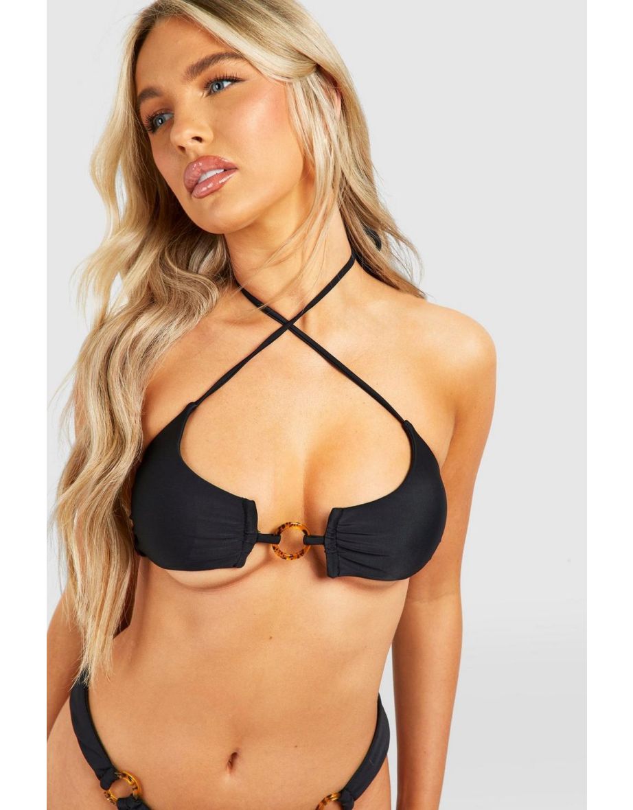 O-ring Strappy Bikini Top - black - 2
