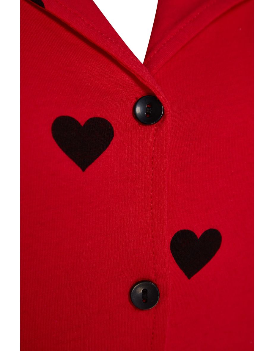 Pajama Set - Red - Heart - 7