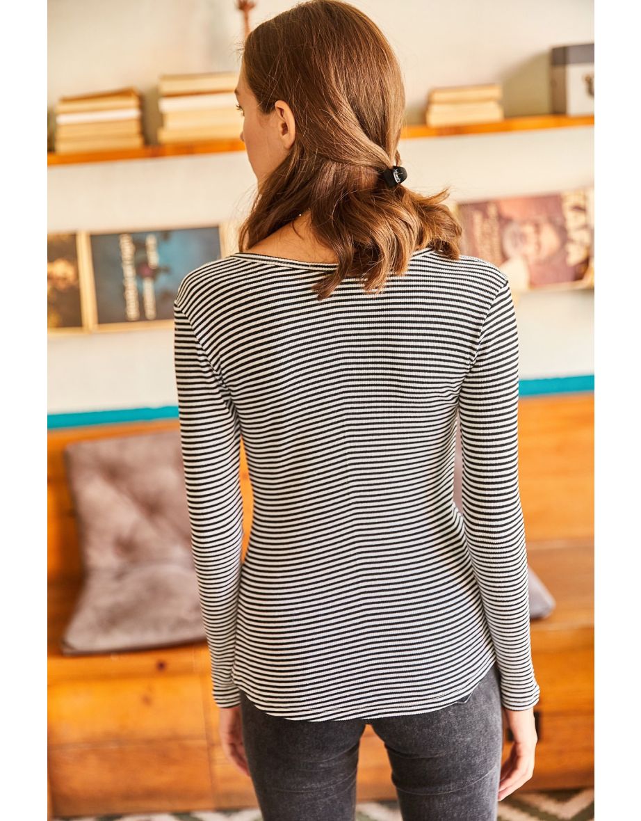 Women's Striped Black Pops Camisole Blouse - 4