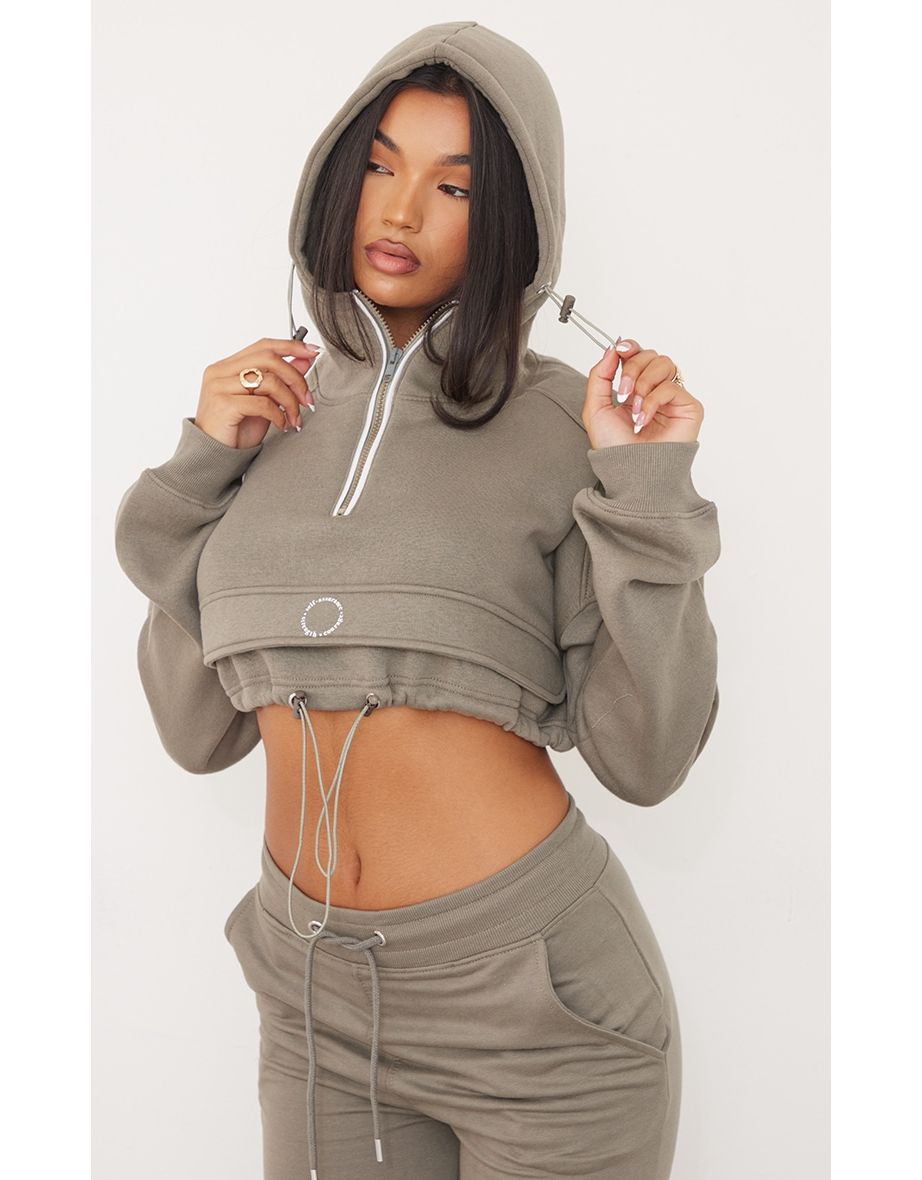 Cropped slogan hoodie best sale