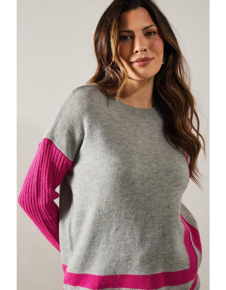 Striped Edge Crew Neck Poncho - 3