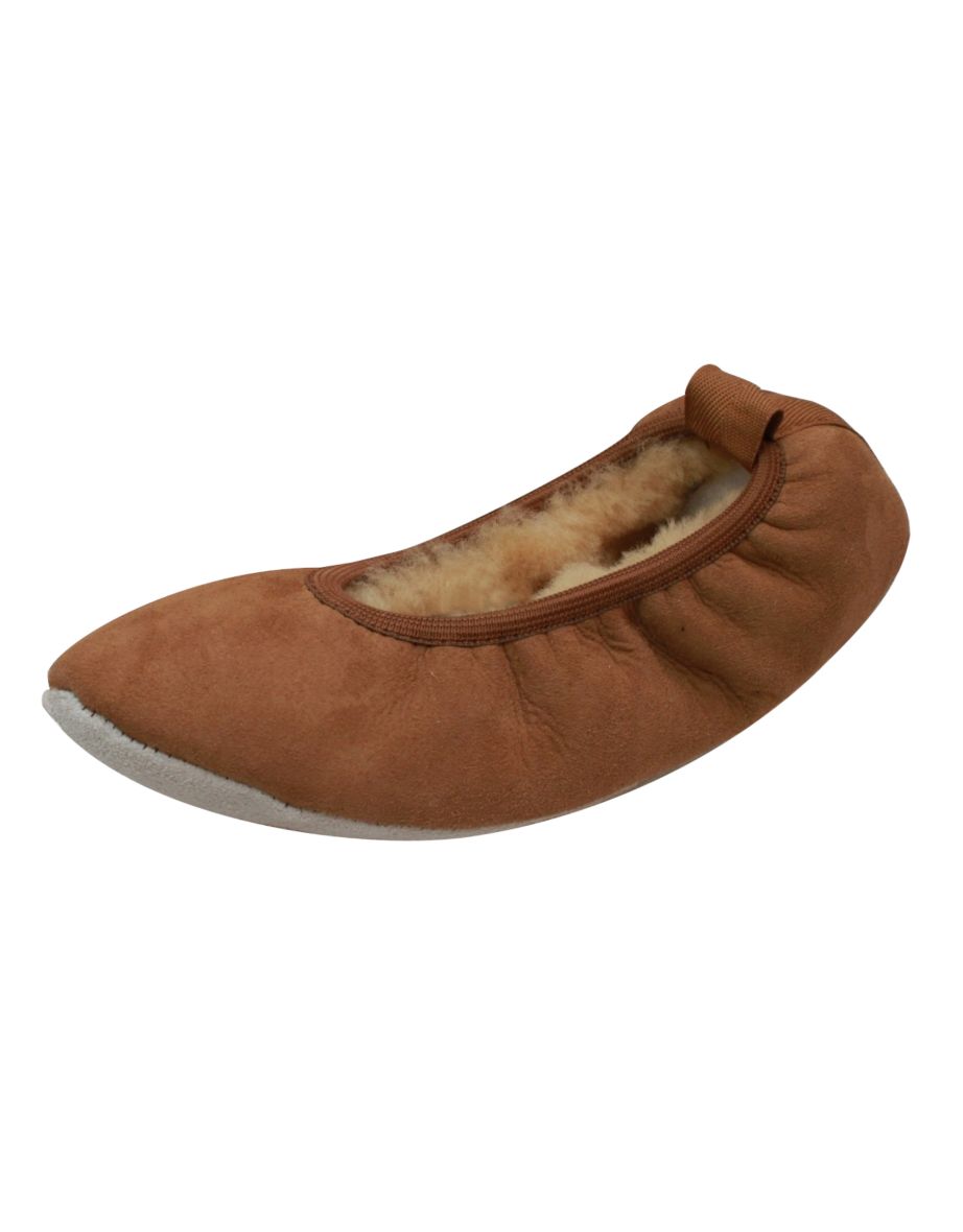Eastern Counties Leather Womens/Ladies Sheepskin Lined Ballerina Slippers - Chestnut